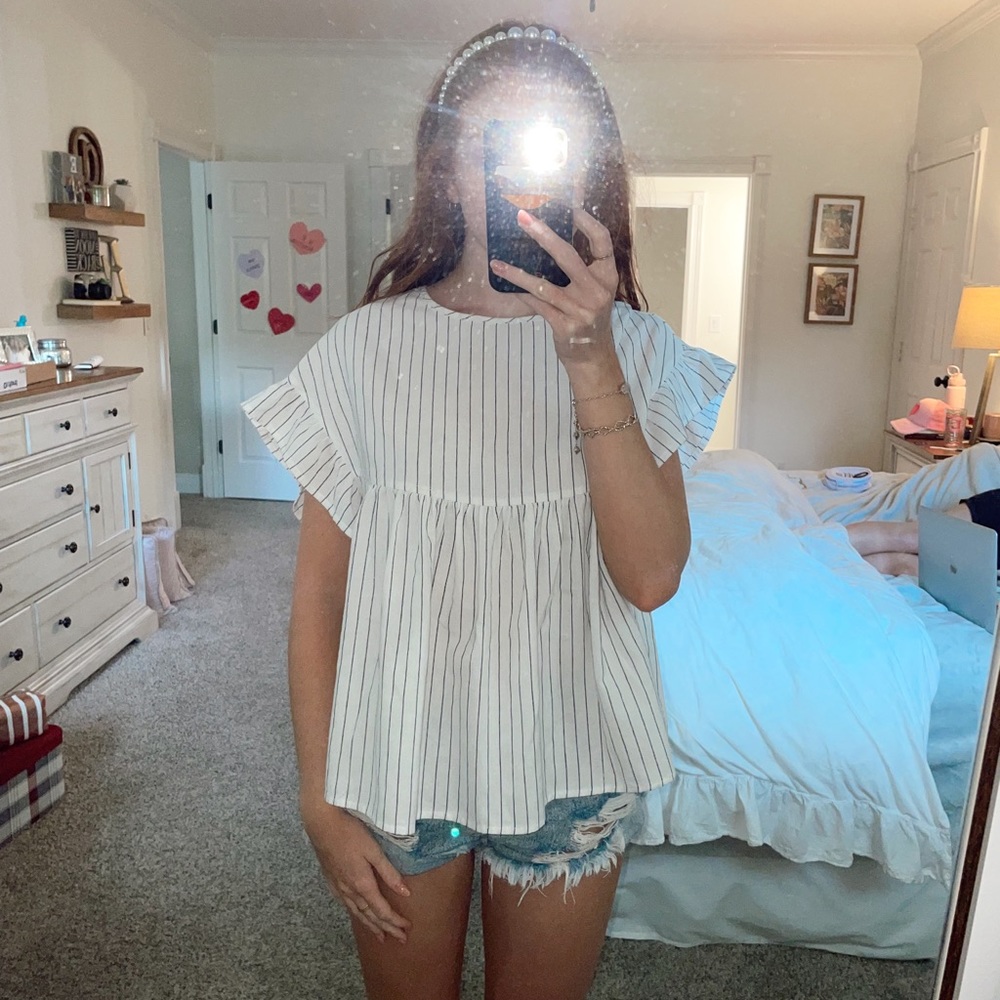 Striped Ruffle Top